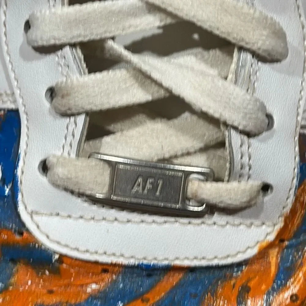 Nike AF1 hi top custom white blue orange 11.5